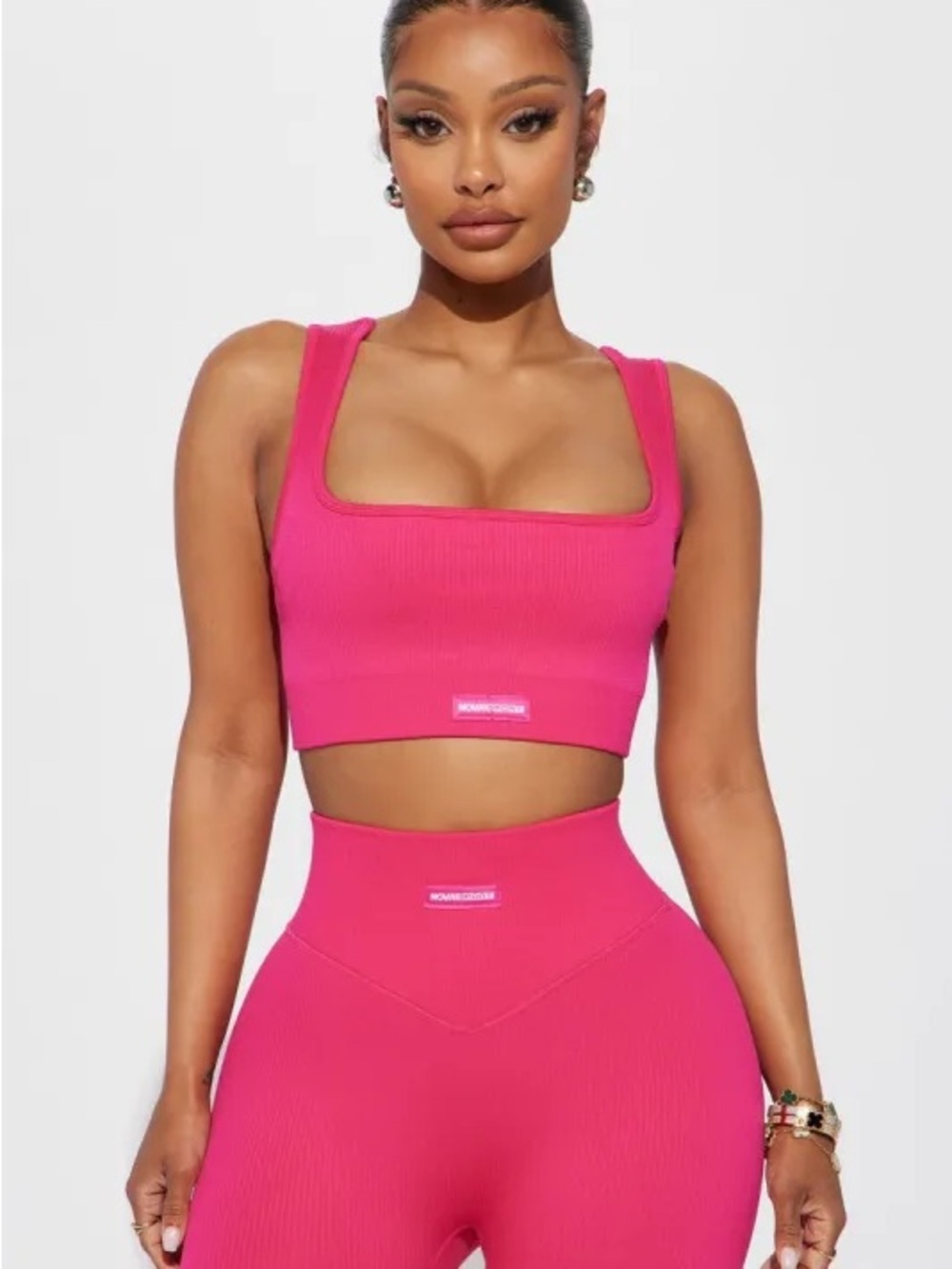 Fashion Nova Hot Pink 2 Piece Bra and Legging WorkoutSet - XS New no Tags - Picture 2 of 4